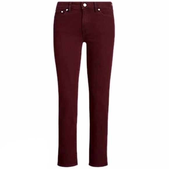 Ralph Lauren Premier Straight Ankle Jeans Pinot Noir Burgundy Size 12 - Picture 3 of 9